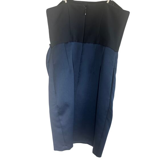 NWT Halston Women's Draped Cocktail Dress M Spaghetti Strap Two-Tone Black Navy - Picture 9 of 16